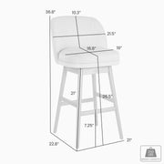 Sadie Brown Solid Wood Upholstered 26" Counter Height Swivel Barstool with Taupe Fabric Seat - Furniture City (CA)l