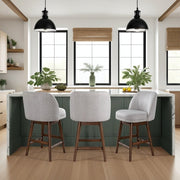 Sadie Brown Solid Wood Upholstered 26" Counter Height Swivel Barstool with Taupe Fabric Seat - Furniture City (CA)l