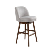 Sadie Brown Solid Wood Upholstered 30" Bar Height Swivel Barstool with Taupe Fabric Seat - Furniture City (CA)l
