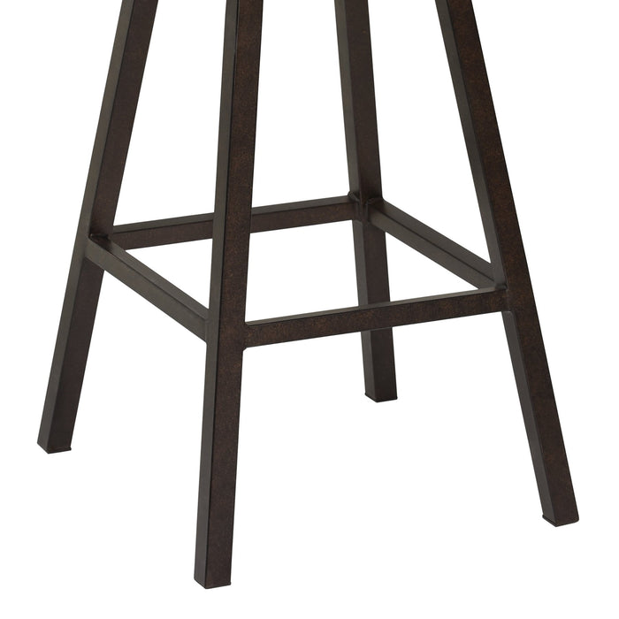 Saugus 30" Bar Height Metal Swivel Barstool in Bandero Espresso Fabric and Auburn Bay Finish with Walnut Wood Back