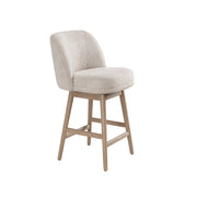 Sadie Solid Wood Upholstered 26" Counter Height Swivel Barstool with Ancient Stone Fabric Seat - Furniture City (CA)l