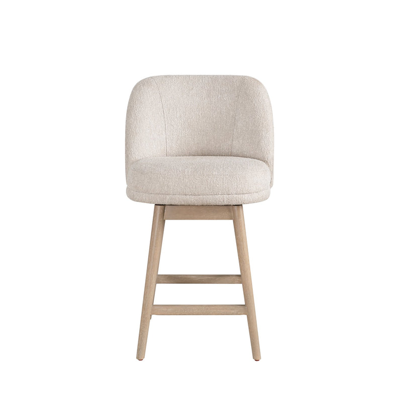Sadie Solid Wood Upholstered 26" Counter Height Swivel Barstool with Ancient Stone Fabric Seat - Furniture City (CA)l