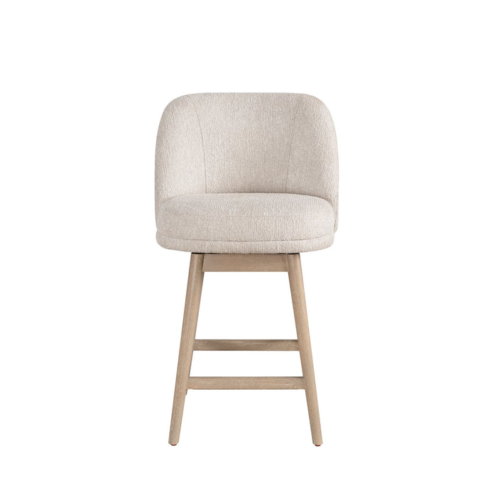 Sadie Solid Wood Upholstered 26" Counter Height Swivel Barstool with Ancient Stone Fabric Seat