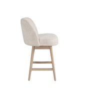 Sadie Solid Wood Upholstered 26" Counter Height Swivel Barstool with Ancient Stone Fabric Seat - Furniture City (CA)l