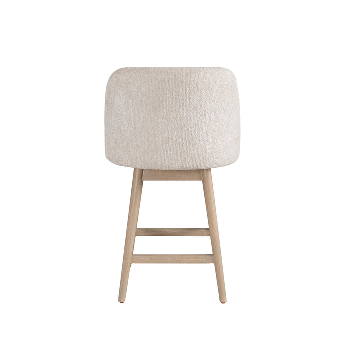 Sadie Solid Wood Upholstered 26" Counter Height Swivel Barstool with Ancient Stone Fabric Seat