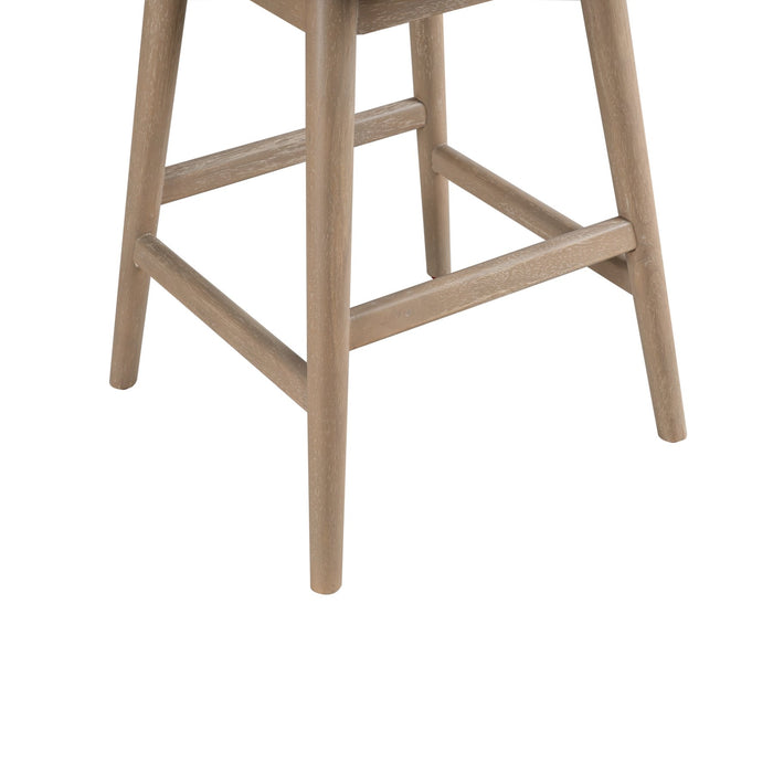 Sadie Solid Wood Upholstered 26" Counter Height Swivel Barstool with Ancient Stone Fabric Seat