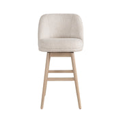 Sadie Solid Wood Upholstered 30" Bar Height Swivel Barstool with Ancient Stone Fabric Seat - Furniture City (CA)l