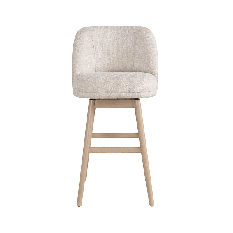 Sadie Solid Wood Upholstered 30" Bar Height Swivel Barstool with Ancient Stone Fabric Seat - Furniture City (CA)l
