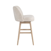 Sadie Solid Wood Upholstered 30" Bar Height Swivel Barstool with Ancient Stone Fabric Seat - Furniture City (CA)l