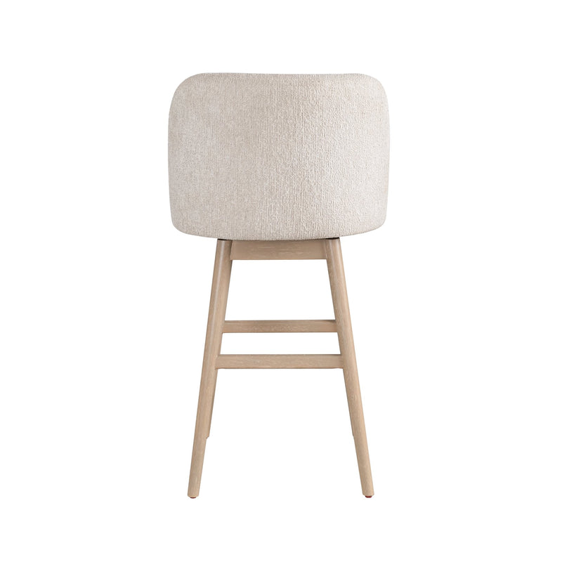 Sadie Solid Wood Upholstered 30" Bar Height Swivel Barstool with Ancient Stone Fabric Seat - Furniture City (CA)l