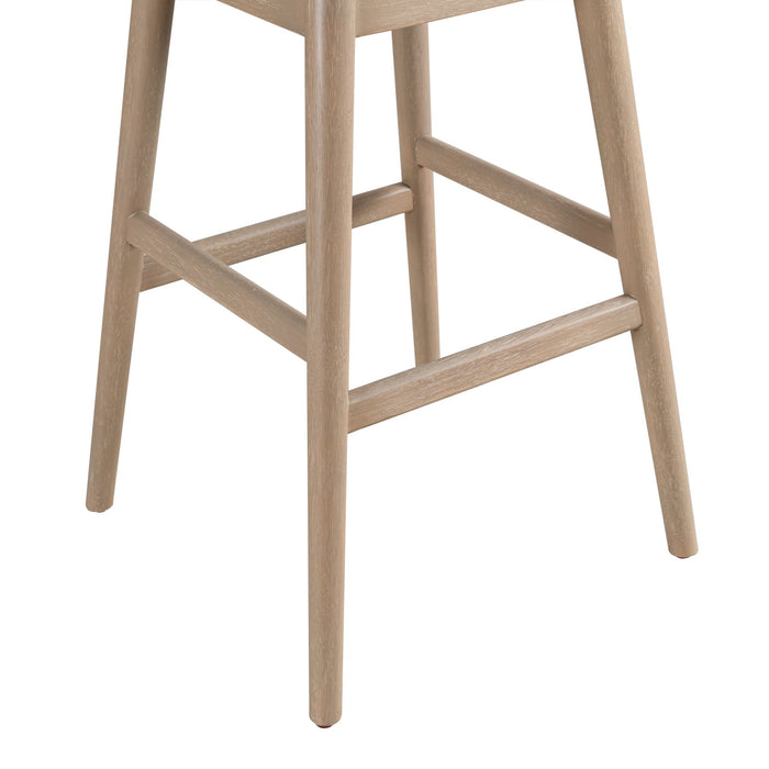Sadie Solid Wood Upholstered 30" Bar Height Swivel Barstool with Ancient Stone Fabric Seat