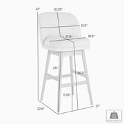 Sadie Solid Wood Upholstered 30" Bar Height Swivel Barstool with Ancient Stone Fabric Seat - Furniture City (CA)l