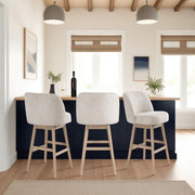 Sadie Solid Wood Upholstered 30" Bar Height Swivel Barstool with Ancient Stone Fabric Seat - Furniture City (CA)l