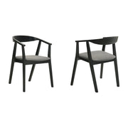Santana Wood Dining Chair in Black Finish with Charcoal Fabric - Set of 2 - Furniture City (CA)l