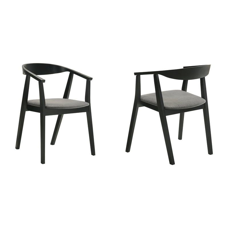 Santana Wood Dining Chair in Black Finish with Charcoal Fabric - Set of 2 - Furniture City (CA)l