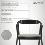 Santana Wood Dining Chair in Black Finish with Charcoal Fabric - Set of 2 - Furniture City (CA)l