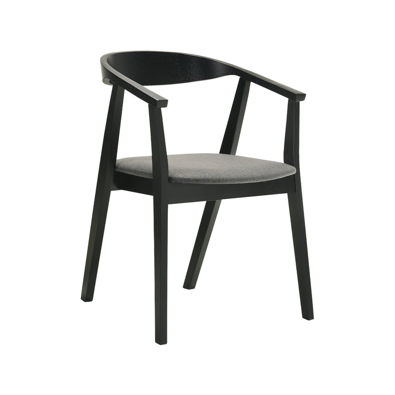 Santana Wood Dining Chair in Black Finish with Charcoal Fabric - Set of 2 - Furniture City (CA)l