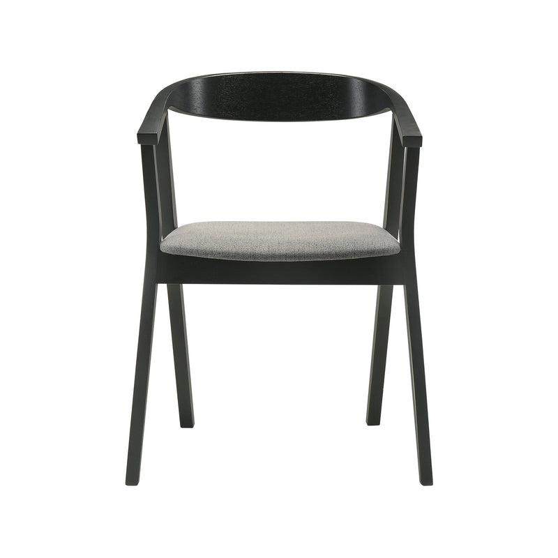 Santana Wood Dining Chair in Black Finish with Charcoal Fabric - Set of 2 - Furniture City (CA)l