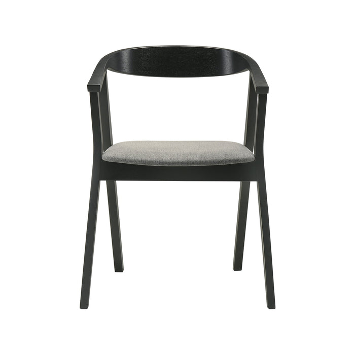 Santana Wood Dining Chair in Black Finish with Charcoal Fabric - Set of 2