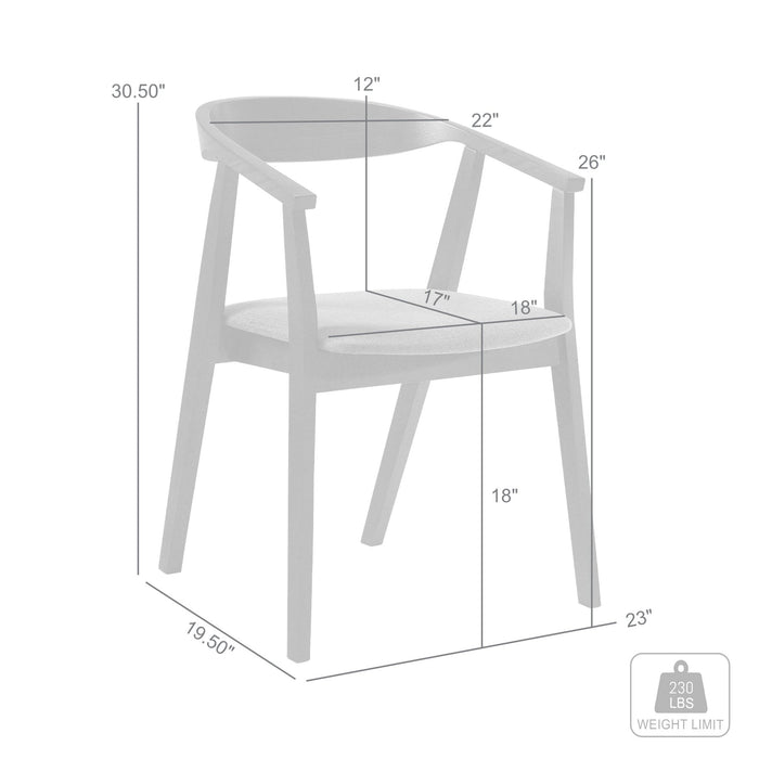 Santana Wood Dining Chair in Black Finish with Charcoal Fabric - Set of 2