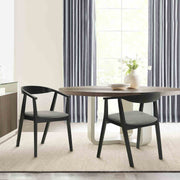Santana Wood Dining Chair in Black Finish with Charcoal Fabric - Set of 2 - Furniture City (CA)l