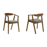 Santana Wood Dining Chair in Walnut Finish with Charcoal Fabric - Set of 2 - Furniture City (CA)l