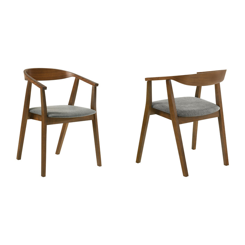 Santana Wood Dining Chair in Walnut Finish with Charcoal Fabric - Set of 2 - Furniture City (CA)l