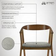 Santana Wood Dining Chair in Walnut Finish with Charcoal Fabric - Set of 2 - Furniture City (CA)l