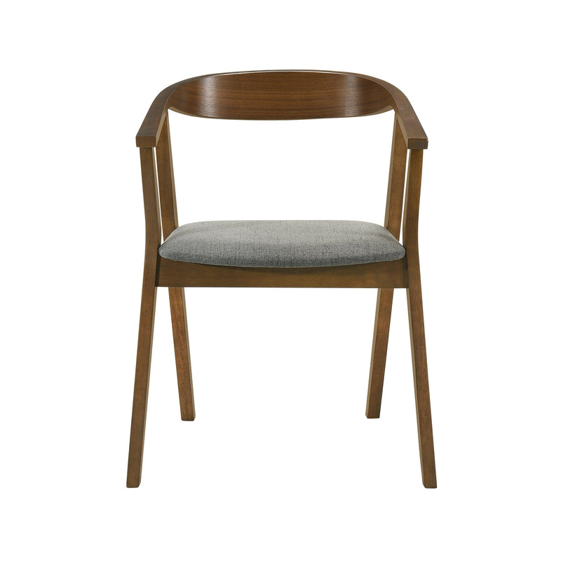 Santana Wood Dining Chair in Walnut Finish with Charcoal Fabric - Set of 2 - Furniture City (CA)l