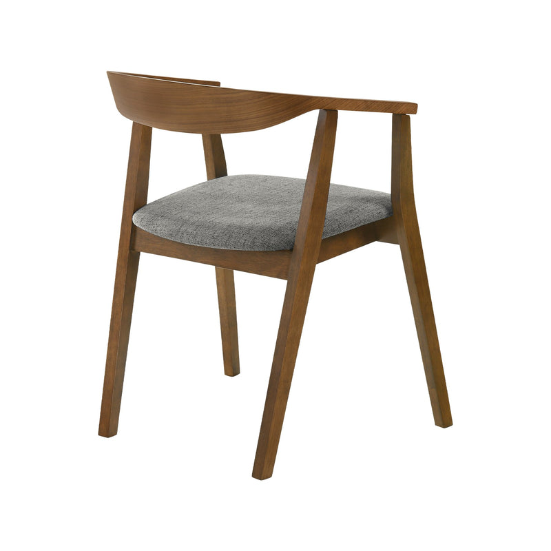 Santana Wood Dining Chair in Walnut Finish with Charcoal Fabric - Set of 2 - Furniture City (CA)l