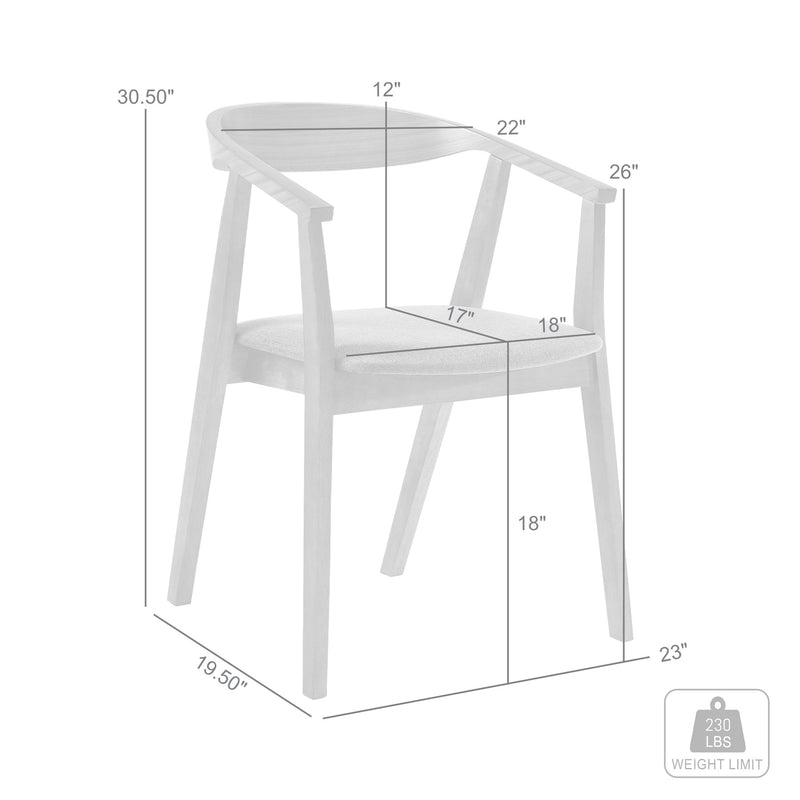 Santana Wood Dining Chair in Walnut Finish with Charcoal Fabric - Set of 2 - Furniture City (CA)l