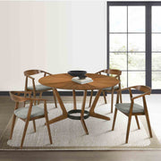 Santana Wood Dining Chair in Walnut Finish with Charcoal Fabric - Set of 2 - Furniture City (CA)l