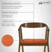 Santana Wood Dining Chair in Walnut Finish with Orange Fabric - Set of 2 - Furniture City (CA)l