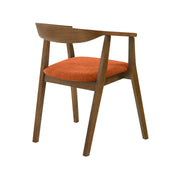 Santana Wood Dining Chair in Walnut Finish with Orange Fabric - Set of 2 - Furniture City (CA)l