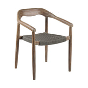 Santo Indoor Outdoor Stackable Dining Chair in Eucalyptus Wood with Charcoal Rope - Set of 2 - Furniture City (CA)l