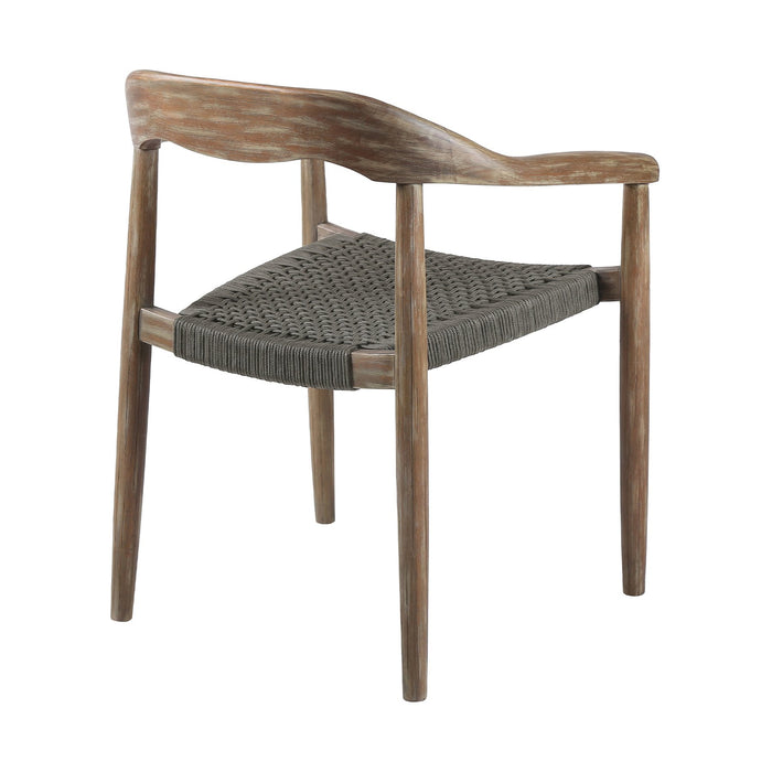 Santo Indoor Outdoor Stackable Dining Chair in Eucalyptus Wood with Charcoal Rope - Set of 2