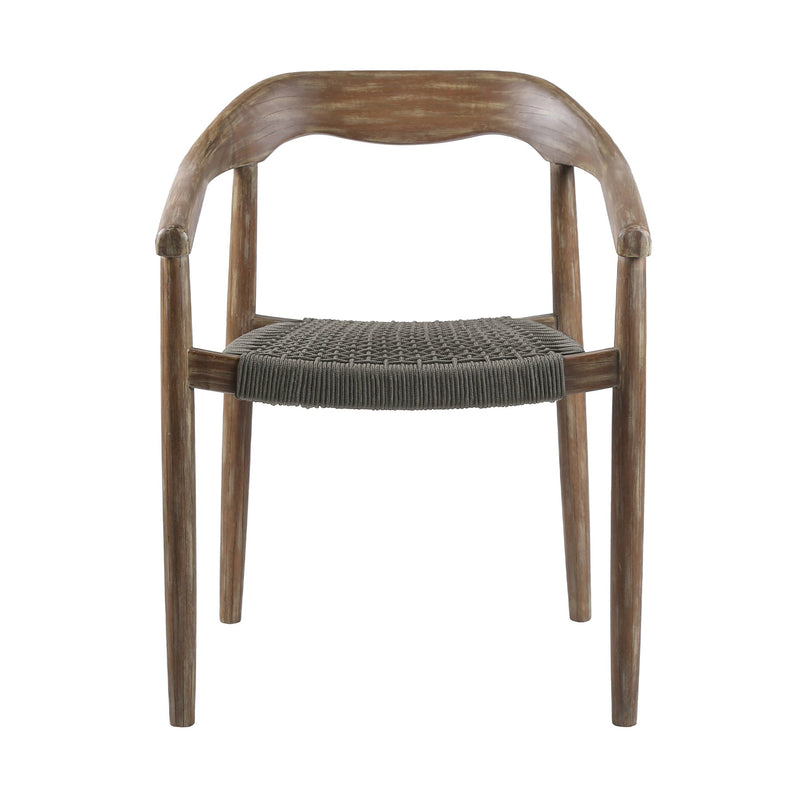 Santo Indoor Outdoor Stackable Dining Chair in Eucalyptus Wood with Charcoal Rope - Set of 2 - Furniture City (CA)l