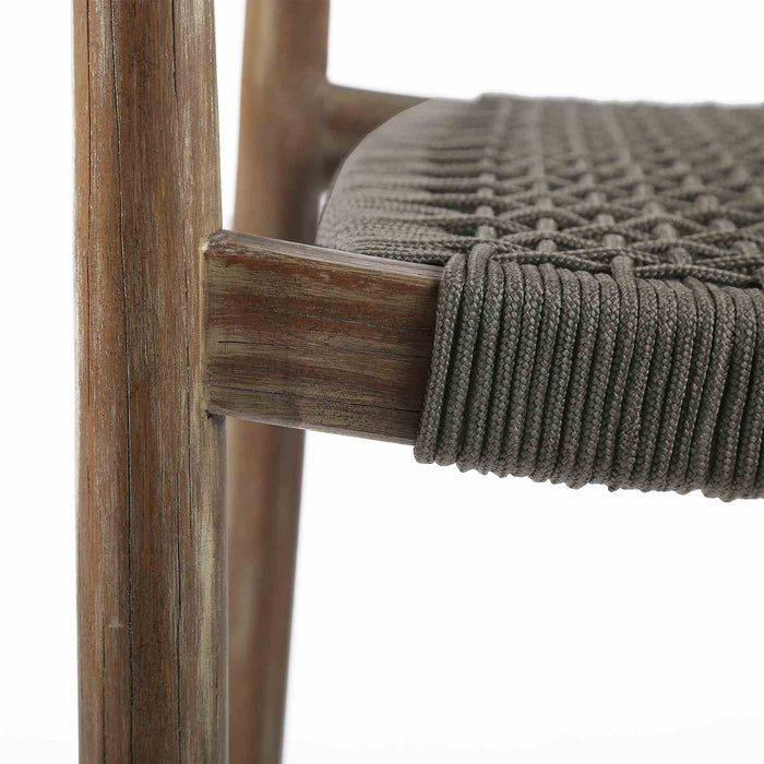 Santo Indoor Outdoor Stackable Dining Chair in Eucalyptus Wood with Charcoal Rope - Set of 2