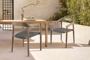 Santo Indoor Outdoor Stackable Dining Chair in Eucalyptus Wood with Charcoal Rope - Set of 2 - Furniture City (CA)l