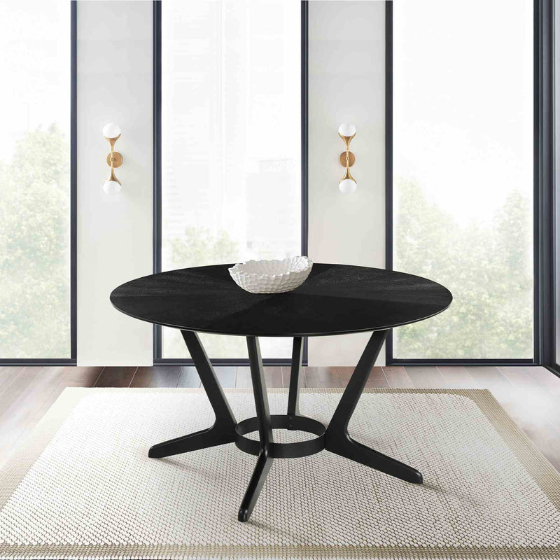 Santana Round Wood Dining Table in Black Finish - Furniture City (CA)l
