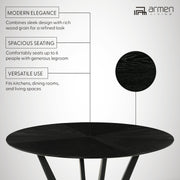 Santana Round Wood Dining Table in Black Finish - Furniture City (CA)l