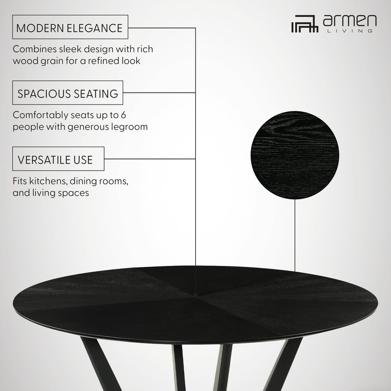 Santana Round Wood Dining Table in Black Finish - Furniture City (CA)l