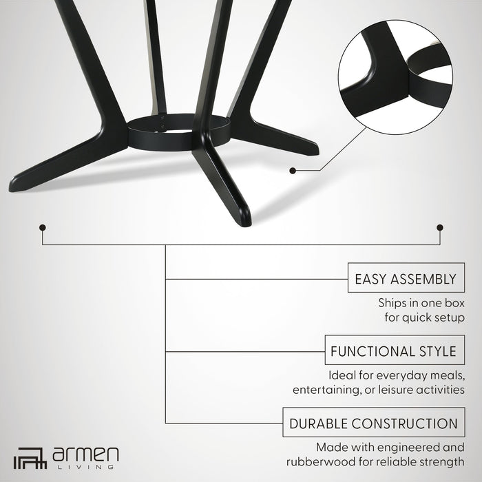 Santana Round Wood Dining Table in Black Finish