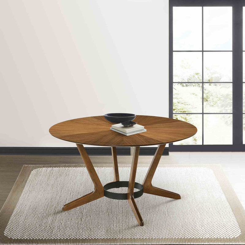 Santana Round Wood Dining Table in Walnut Finish - Furniture City (CA)l