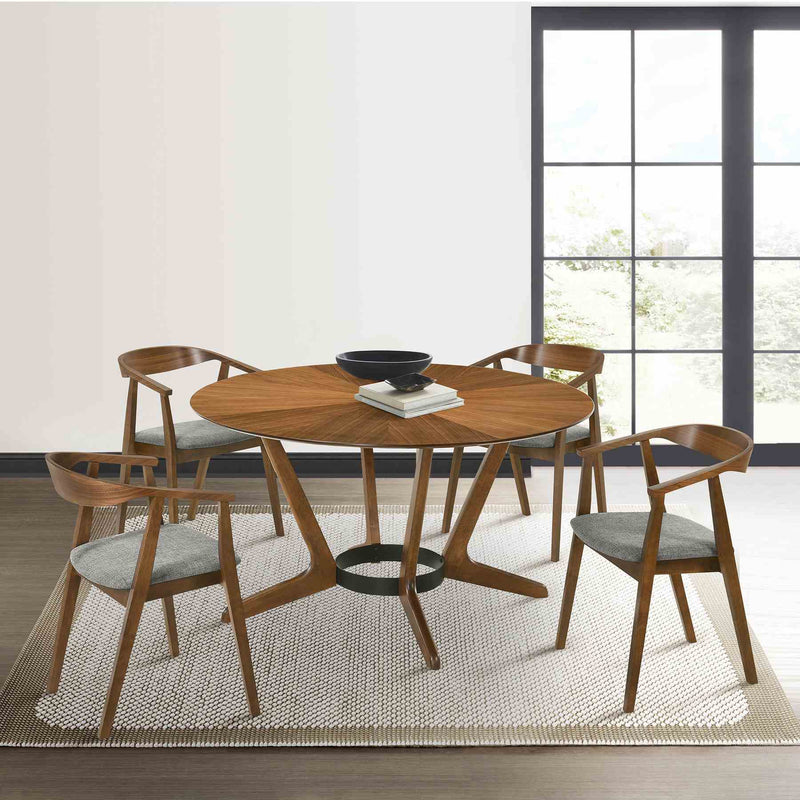 Santana Round Wood Dining Table in Walnut Finish - Furniture City (CA)l