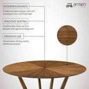 Santana Round Wood Dining Table in Walnut Finish - Furniture City (CA)l