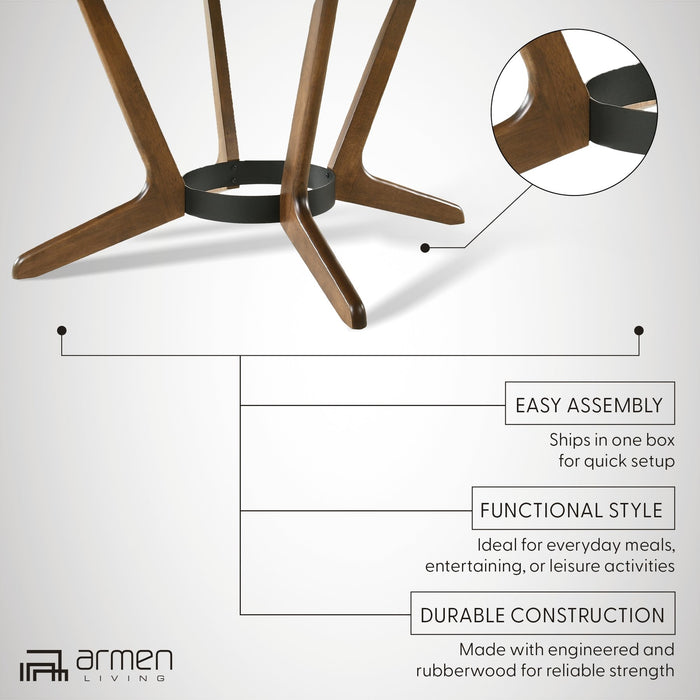 Santana Round Wood Dining Table in Walnut Finish