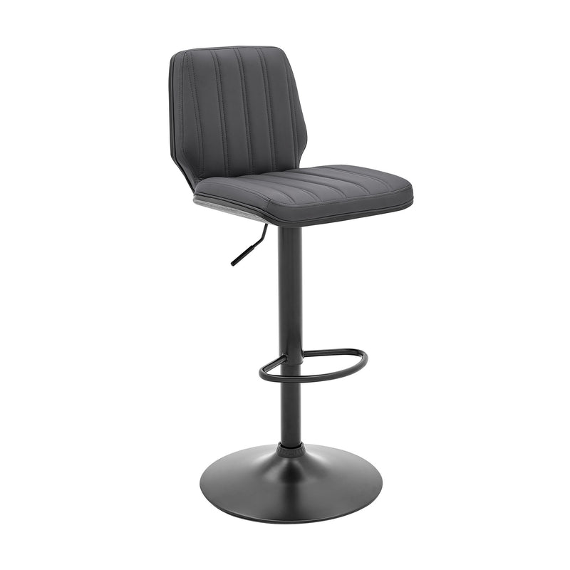 Sabine Adjustable Swivel Gray Faux Leather and Black Metal Bar Stool - Furniture City (CA)l