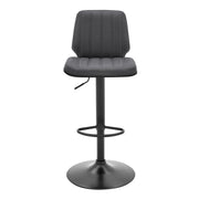 Sabine Adjustable Swivel Gray Faux Leather and Black Metal Bar Stool - Furniture City (CA)l