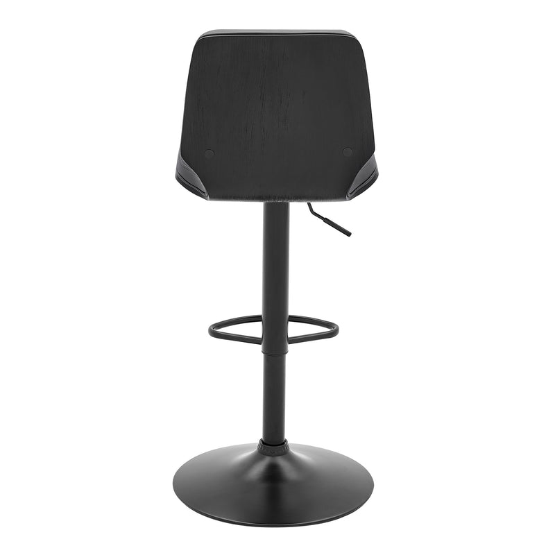 Sabine Adjustable Swivel Gray Faux Leather and Black Metal Bar Stool - Furniture City (CA)l